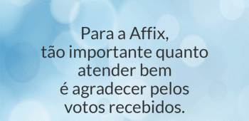 Prêmio Reclame Aqui: a Affix agracede a todos pelos votos!